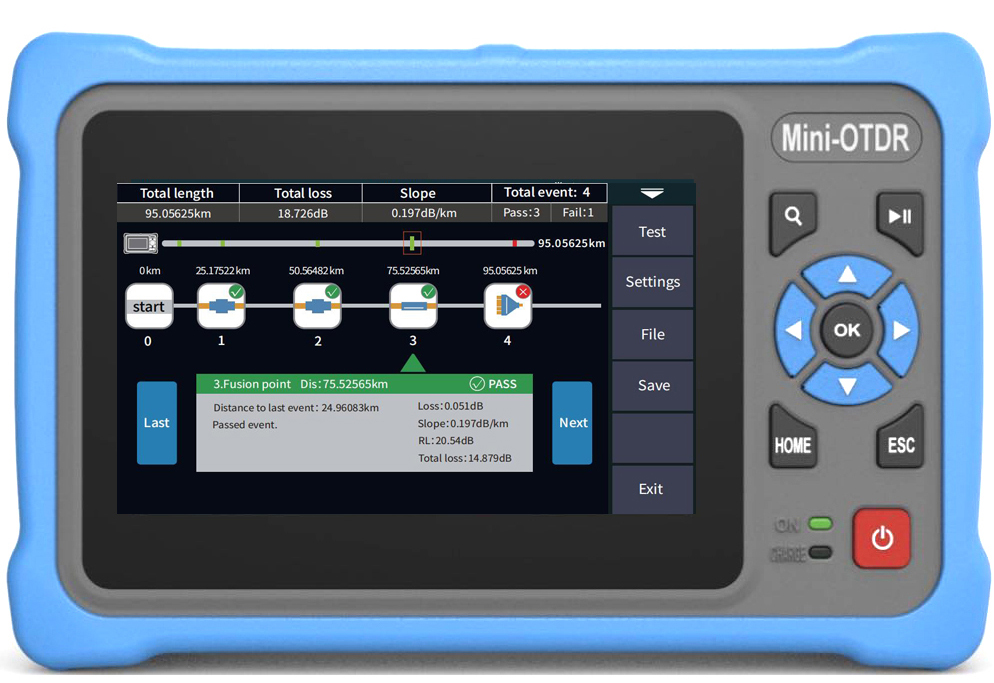 4,3 inç dokunmatik ekranlı MIN - Optical Time Domain Reflectometer Otdr 1310 1550Nm incelemesi ve fiyatı